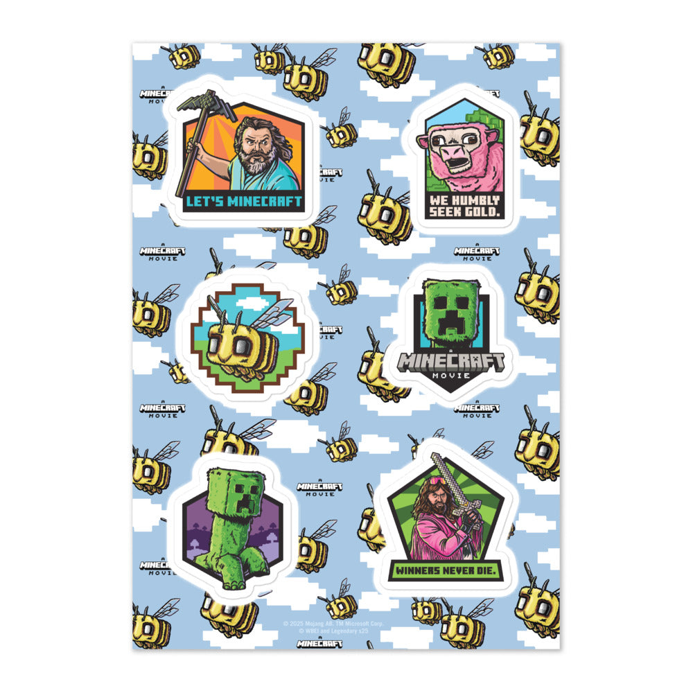 A Minecraft Movie Badges Sticker Sheet
