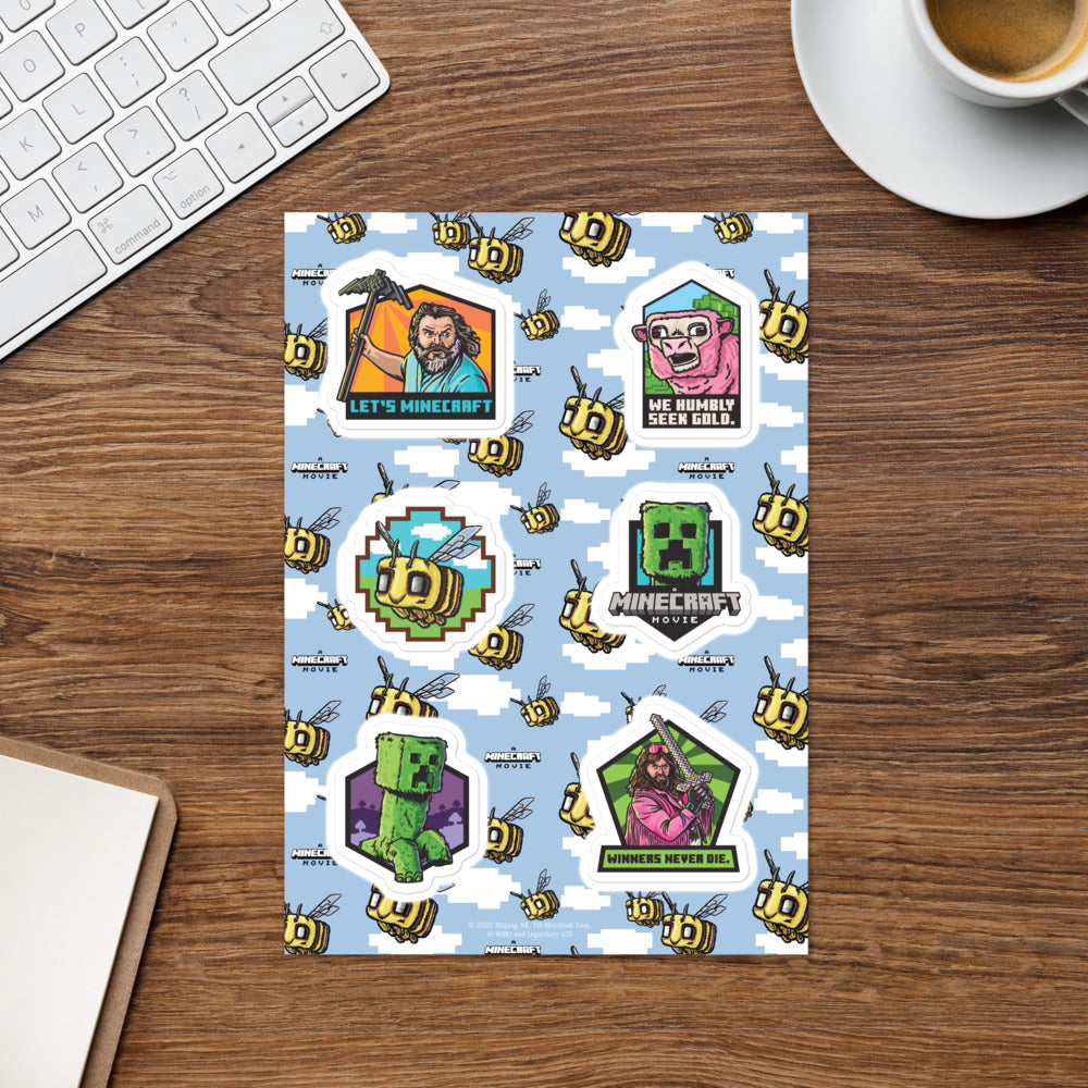 A Minecraft Movie Badges Sticker Sheet